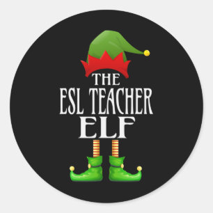 Esl Teacher Elf Xmas Funny Family Matching Group C Runder Aufkleber
