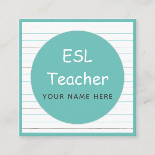 ESL Teacher English Instructor Notebook Lines Cool Quadratische Visitenkarte (Vorderseite)