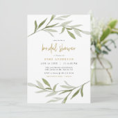 ESME Bohemisch Greenery & Gold Brautparty Einladung (Stehend Vorderseite)