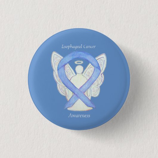 Esophageal Cancer Angel Awareness Ribbon Art Butto Button (Vorderseite)