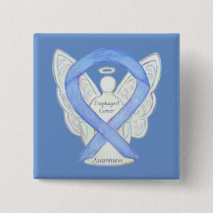 Esophageal Cancer Angel Awareness Ribbon Art Butto Button