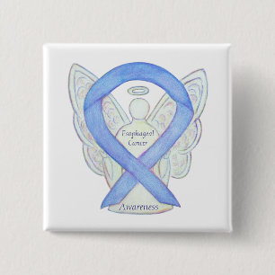 Esophageal Cancer Angel Awareness Ribbon Art Butto Button