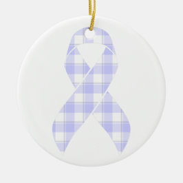 Esophageal Cancer Awareness Plaid Periwinkle Keramik Ornament