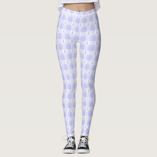 Esophageal Cancer Awareness Plaid Periwinkle Leggings (Vorderseite)