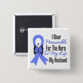 Esophageal Cancer Ribbon Hero Mein Mann Button (Vorne & Hinten)