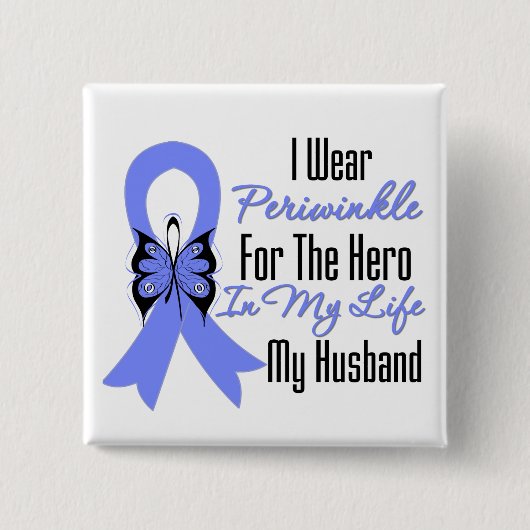 Esophageal Cancer Ribbon Hero Mein Mann Button (Vorderseite)