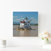 Esopus Meadows Lighthouse, New York Wall Clock Quadratische Wanduhr (Zuhause)