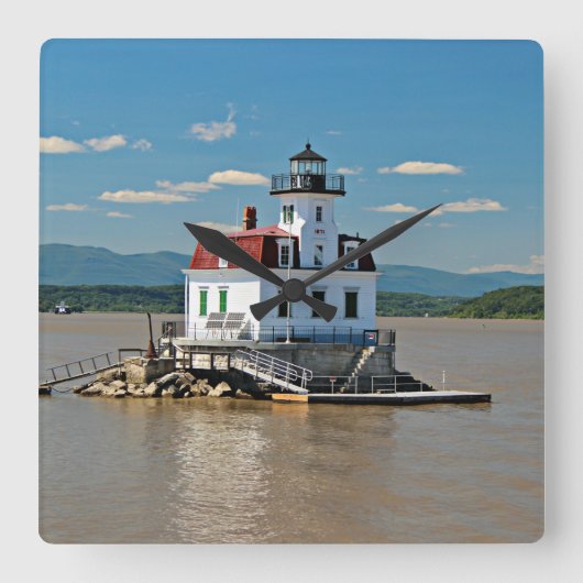 Esopus Meadows Lighthouse, New York Wall Clock Quadratische Wanduhr (Vorderseite)