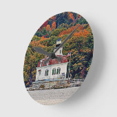 Esopus Meadows Lighthouse Runde Wanduhr (Winkel)
