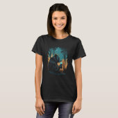 Esoteric Bear drinking Beer Night Forest 1 T-Shirt (Vorne ganz)