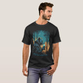 Esoteric Bear drinking Beer Night Forest T-Shirt (Vorne ganz)