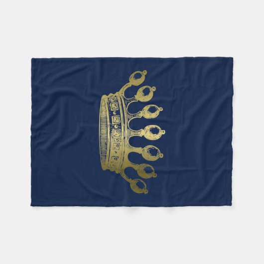 Esoteric Gold Crown Navy Fleecedecke (Vorderseite (Horizontal))
