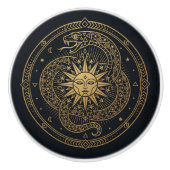 Esoteric Gold Serpent Sun Celestial Mandala  Keramikknauf (Vorderseite)