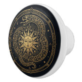 Esoteric Gold Serpent Sun Celestial Mandala  Keramikknauf (Rechts)