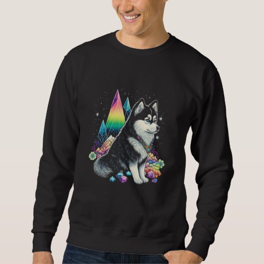 Esoteric Husky Dog Crystals Cute Illustration 1 Sweatshirt (Vorderseite)