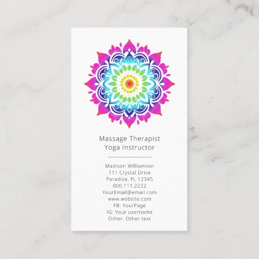 Esoteric Mandala Holistic Metaphysical Boho Foto Visitenkarte (Rückseite)