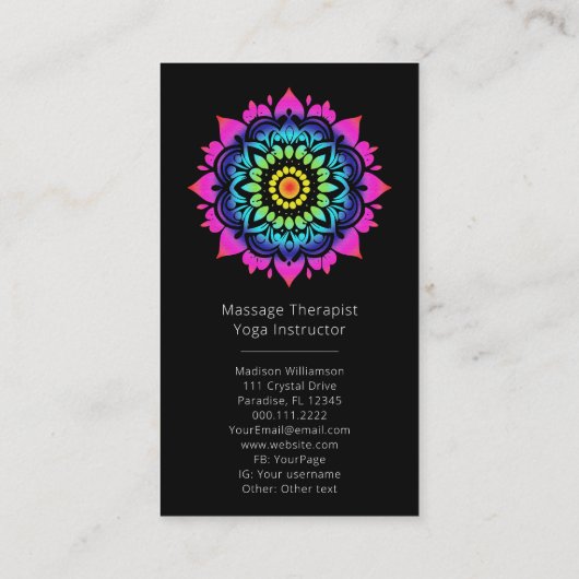 Esoteric Mandala Holistic Metaphysical Boho Foto Visitenkarte (Rückseite)