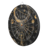 Esoteric Night Sky Black and Gold Dartscheibe (Vorderseite rechts)