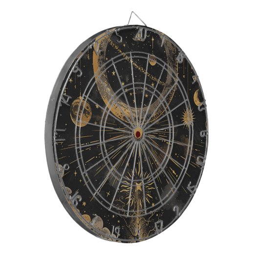 Esoteric Night Sky Black and Gold Dartscheibe (Vorderseite Links)