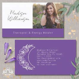 Esoteric Psychic Energy Modern Crescent Moon Foto Visitenkarte