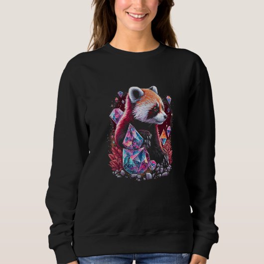 Esoteric Red Panda Pet Art Crystals Cute Illustrat Sweatshirt (Vorderseite)