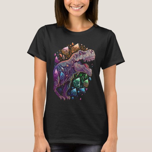Esoteric Rex Trex Crystals Cute Illustration 1 T-Shirt (Vorderseite)