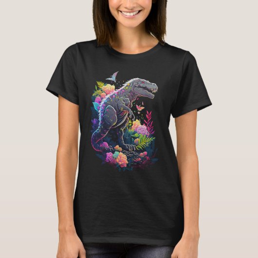 Esoteric Rex Trex Crystals Cute Illustration 2 T-Shirt (Vorderseite)