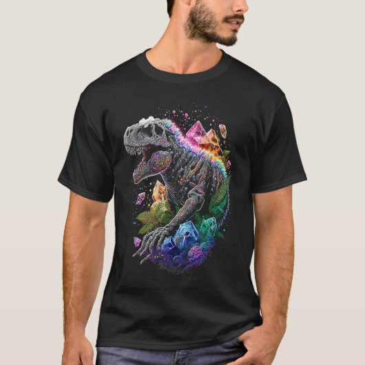 Esoteric Rex Trex Crystals Cute Illustration 3 T-Shirt (Vorderseite)