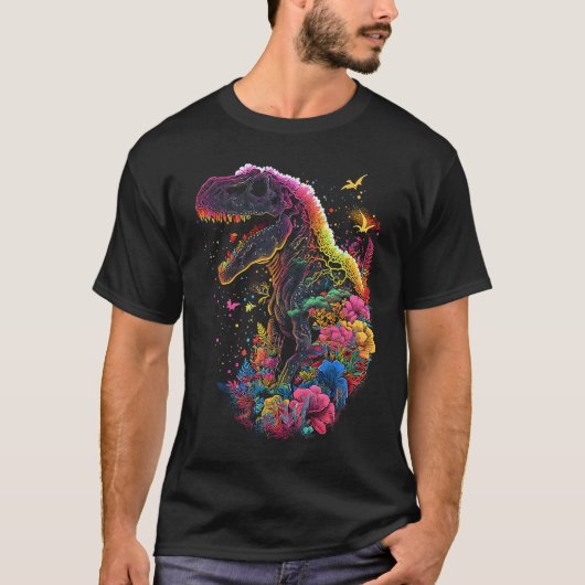 Esoteric Rex Trex Crystals Cute Illustration 4 T-Shirt (Vorderseite)