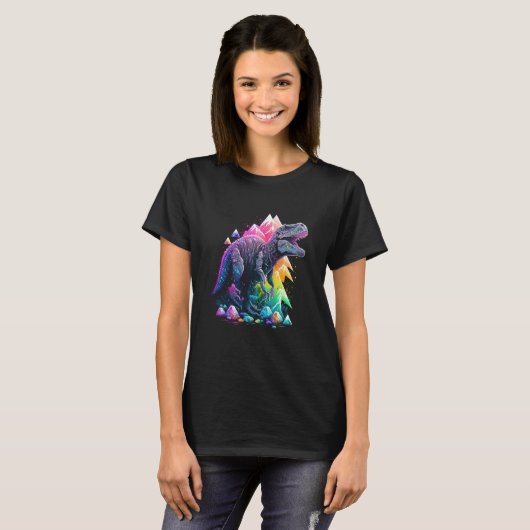Esoteric Rex Trex Crystals Cute Illustration 8 T-Shirt (Vorne ganz)