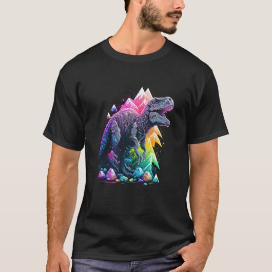 Esoteric Rex Trex Crystals Cute Illustration 8 T-Shirt (Vorderseite)