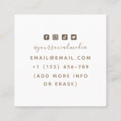 Esoteric Snake Brown Tattoo Artist Social Media Quadratische Visitenkarte (Rückseite)