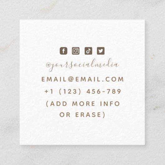 Esoteric Snake Brown Tattoo Artist Social Media Quadratische Visitenkarte (Rückseite)