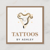 Esoteric Snake Brown Tattoo Artist Social Media Quadratische Visitenkarte (Vorderseite)