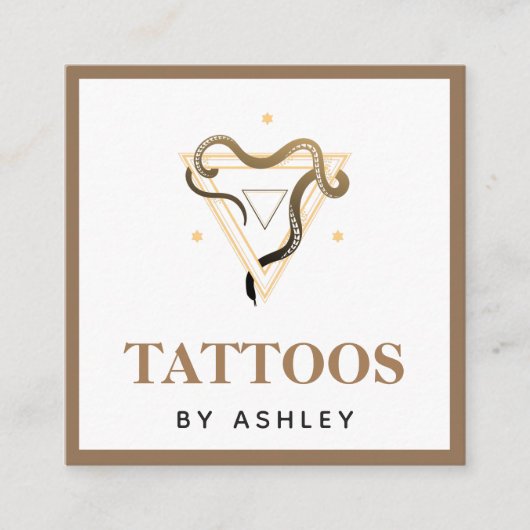 Esoteric Snake Brown Tattoo Artist Social Media Quadratische Visitenkarte (Vorderseite)
