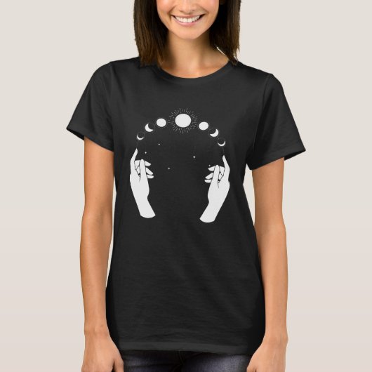 Esoteric Spiritual Moon Phases Hand Line T-Shirt (Vorderseite)