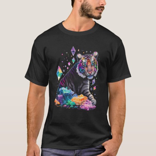 Esoteric Tiger Crystals Cute Illustration 2 T-Shirt (Vorderseite)