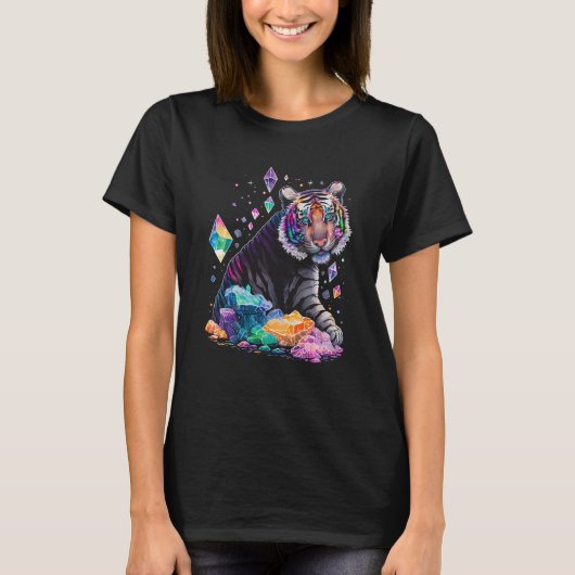 Esoteric Tiger Crystals Cute Illustration  2 T-Shirt (Vorderseite)