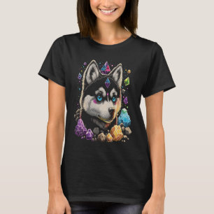 Esoterische Husky-Hunde-Kristalle Niedliche Illust T-Shirt