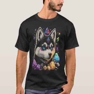 Esoterische Husky-Hunde-Kristalle Niedliche Illust T-Shirt