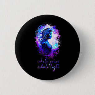 Esoterische Meditation Wasserfarbe Einatmen Friede Button