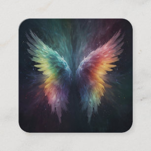 *~* Esoterische Mystical Rainbow Angel Wings AP78  Quadratische Visitenkarte