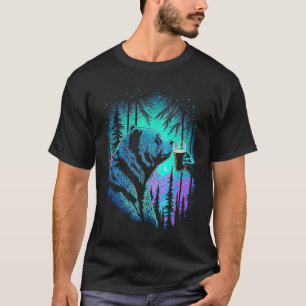 Esoterischer Bär trinkt Bier Nachtwald 1 T-Shirt