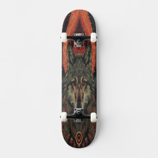 Esoterischer Geistwolf | Mystisches Totem-Geometri Skateboard