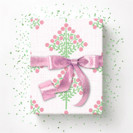 Espalier-Blüte in Rosa und Grün Geschenkpapier
