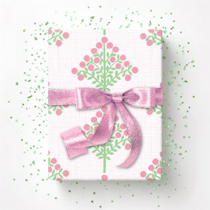 Espalier-Blüte in Rosa und Grün Geschenkpapier