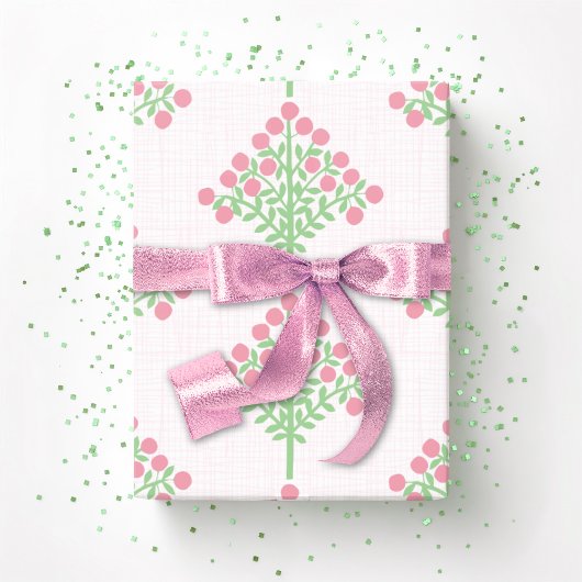 Espalier-Blüte in Rosa und Grün Geschenkpapier