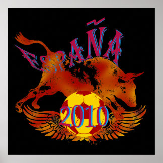 España 2010 Grunge Toro Fußballgeschenke Poster