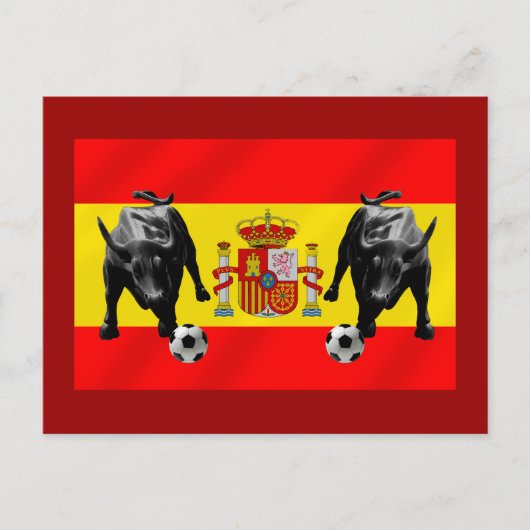 España La Furia Roja futbol Toro Flag Spanien Postkarte (Vorderseite)