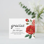 Espanol Beileid Vielen Dank | Rote Blume Dankeskarte (Stehend Vorderseite)